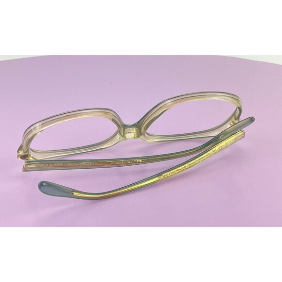 Vintage 80s oversized green eyeglasses frame, green gold iridescent, NO LENS - Picture 5 of 10